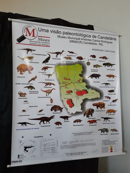 Pôster paleontológico de Candelária no Museu Municipal Aristides Carlos Rodrigues